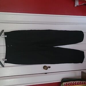Lizwear Elegant Black Dress Pants With Pleats And Slash Pockets. Legs Are Cuffed